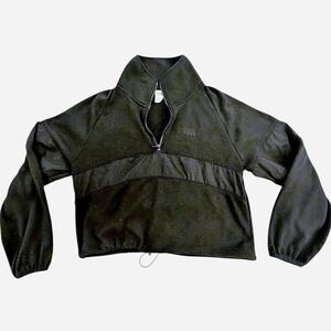 Victoria's Secret PINK Y2K cropped pullover jacket black drawstring bottom hem S